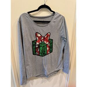 Disney Parks Women's Long Sleeve Christmas Sequin Gift Box Size Large